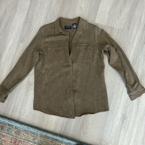 Vintage Wool Liz Claiborne Brown Button-Up Shirt